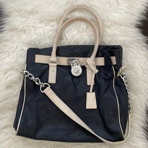 Michael Kors Hamilton. Navy & Cream silver hardware
